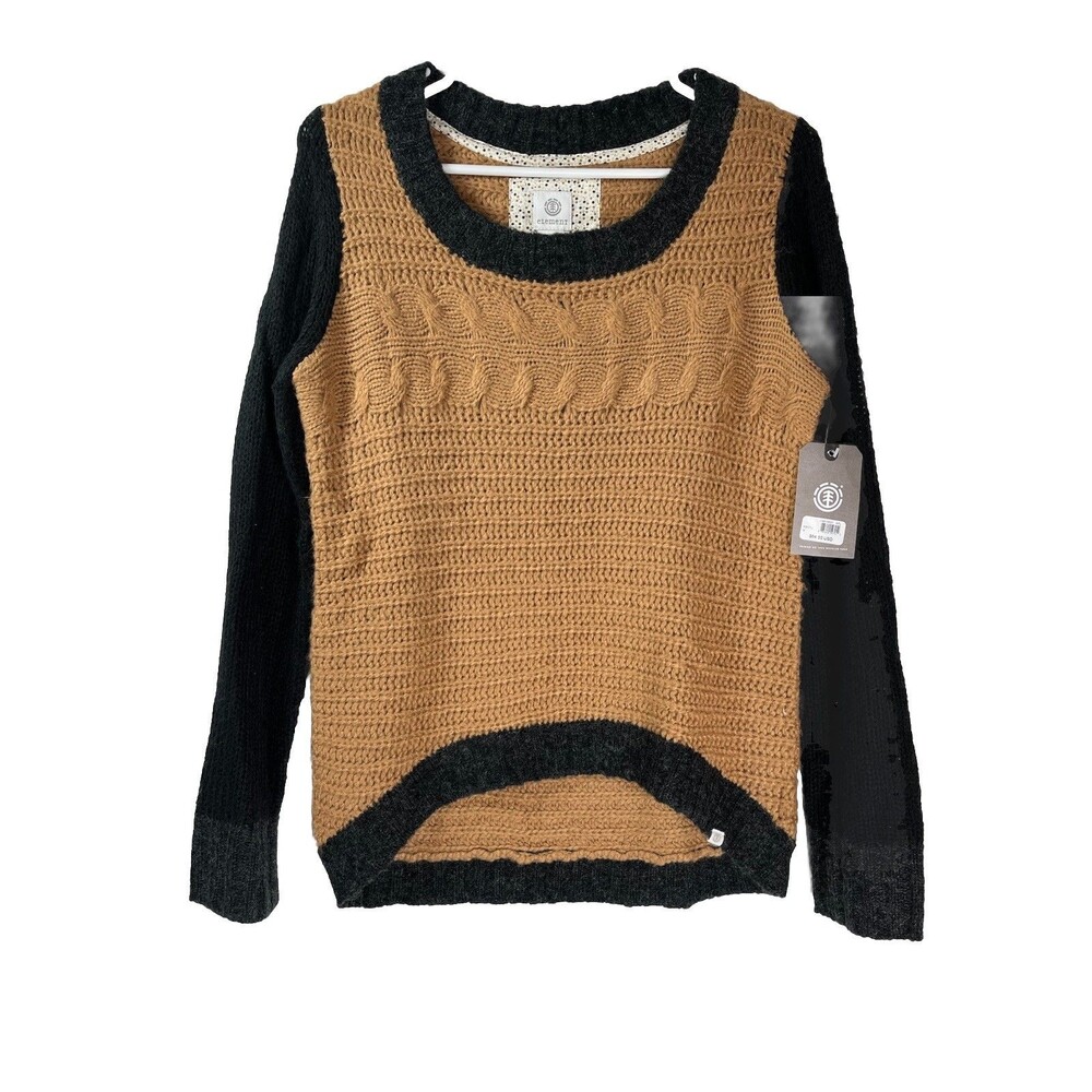 Element NWT  Sweater M Brown Black Womens Knit Earth Tones